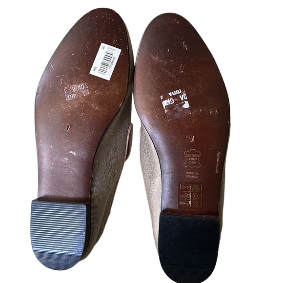 Evelyn Paul Paris Handmade Tan Linen Leather Loafers - 7 - Picture 11 of 14